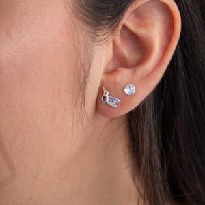 Aros Colibri Circon Morado