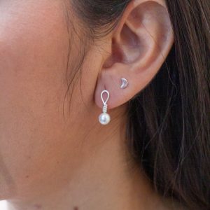 Aros Nudo con Perla de Rio