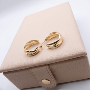 Aros Tiple Trenzados Bañados en Oro