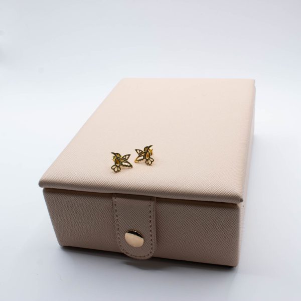 Aros Silueta Colibrí Baño de Oro